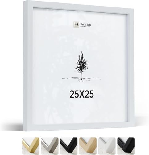 Heimlich® - Marco para fotos - 25 x 25 cm, madera Ayous, blanco - Marco cuadrado pequeño con lámina de plástico - Solo para montaje en pared