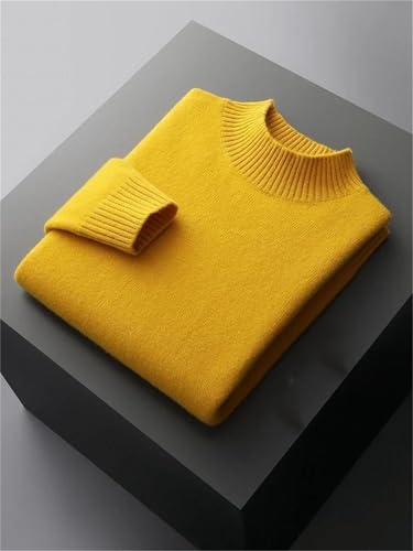 Men Mock Neck Sweater Long Sleeve Thick Basic Soft Warm Merino Wool Knitwear Pullover Tops3