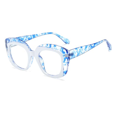 LJCZKA Occhiali Anti Luce Blu Donna, Montatura Occhiali da Vista Spessa Quadrati Grandi Occhiali Anti Affaticamento per Computer Gioco Lettura