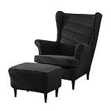 CRFATOP Printed Wing Chair Covers Bundles Ottoman Slipcovers Stretch Wingback Chair Slipcover Rectan