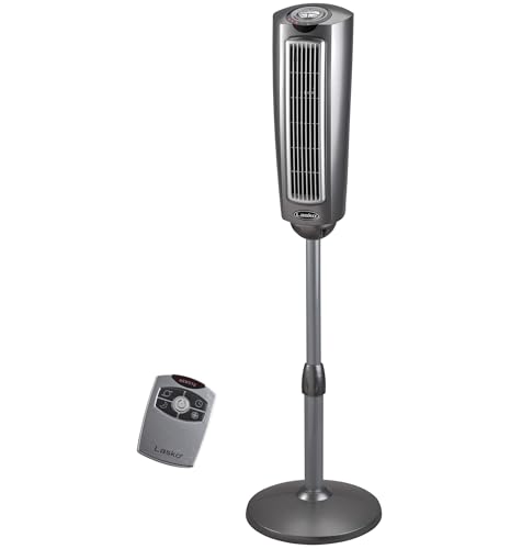 Lasko Oscillating Pedestal Fan, Adjustable Height, 3 Quiet Speeds, Timer, Remote Control for...