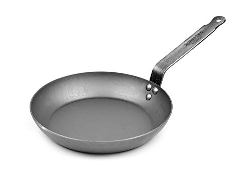 Mauviel M'Steel Black Carbon Natural Nonstick Frying Pan With Iron Handle, 9.4-in, Suitable For All Cooking Surfaces