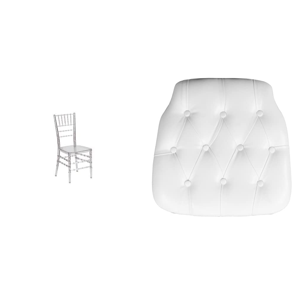 Flash Furniture Crystal Ice Stacking Chiavari Chair and Cushion