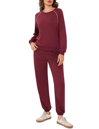 Terecey Chándal Mujer Completo 2 Piezas Ropa de Deporte con Jersey de Manga Larga y Pantalón Jogger Conjunto Deportivo Mujer para Entrenamiento y Tiempo Libre