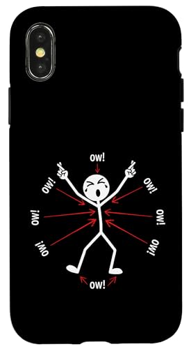 Ow Ow Ow Ow Stickman Figure Humorous Chronic Pain Awareness �X�}�z�P�[�X iPhone X/XS �p