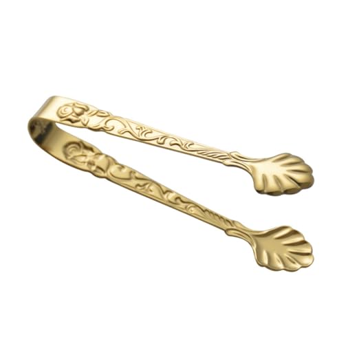 Cabilock Delicate Rose Pattern Sugar Tong Stainless Steel Food Tongs for Ice Cubes Sugar Skid Design for Shops Restaurants Parties