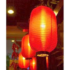 Traditional Japanese Silk Lantern, Red Cylindrical Hanging Lamp, 12x 21 inch Foldable Design with Gold Accents Pack of 2-image-28