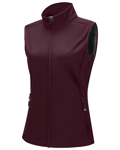 33,000ft Women's Running Vest Fleece Lined Zip Up Windproof Lightweight Softshell Vests Outerwear for Golf Hiking Sports