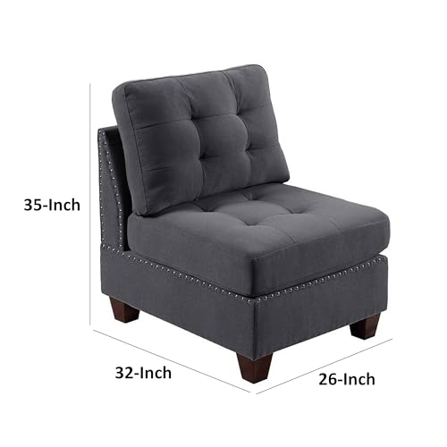 Sillón modular sin brazos chenille gris miniatura 3