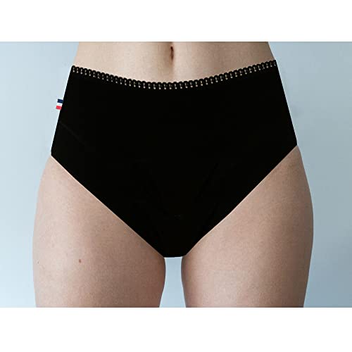 🇫🇷 Culotte menstruelle NICE, qualité supérieure, en Coton Bio et Bambou, lavable et réutilisable, Fabrication Française 🇫🇷 (42, Taille haute FLUX ABONDANT) Cover