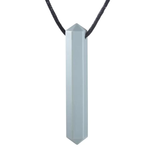 Collar para masticar sensorial – Herramienta de motor con colgante de gema de silicona de alimenticio | Ayuda para la dentición masticable reutilizable, collar de terapia para niños y niñas