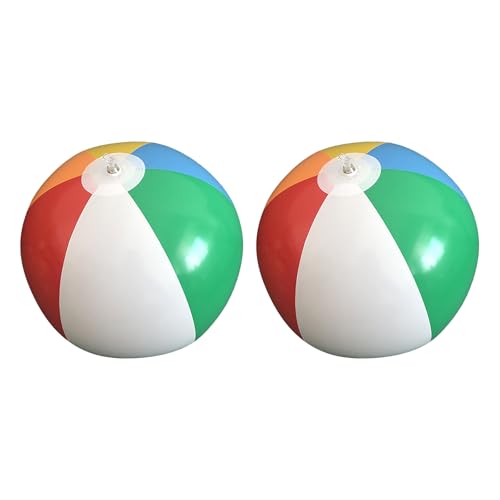 2 Stück Wasserball Aufblasbar 40cm Bunte Strandball Retro Wasserballon Großer Beach Ball PVC Kickball Kinder Schwimmbad Pool Strand Spielzeug Ball für Indoor Outdoor