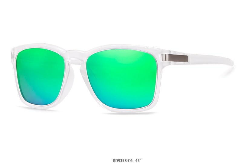 Aferlite Unisex TAC Polarized Lens | Unbreakable TR90 Frame |100% UV Protection Retro Square Sunglasses | Medium | Matt Clear |Lens Green 2