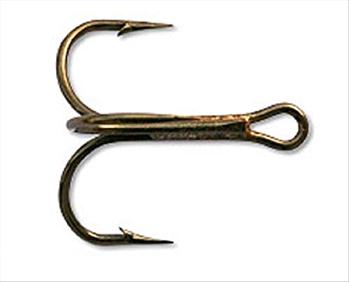 Mustad 35647-BR Round Bend Treble Hook Bronze Standard Strength Size 10 5Pk