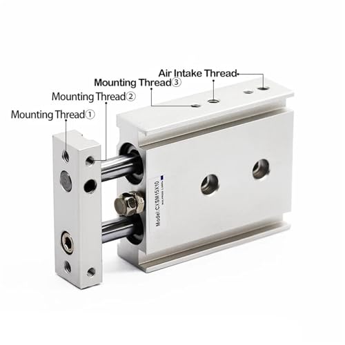 Vérin pneumatique double axe CXSM32-125 petit modèle à double tige guidée pour automatisme - 4