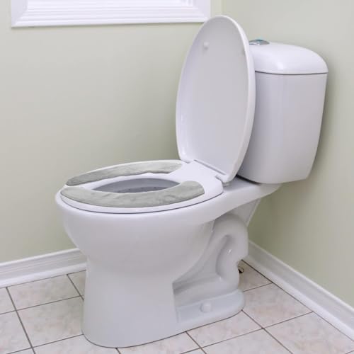 FIBOUND 2 Tabletten Toilettensitzbezüge, Wiederverwendbarer Toilettensitz, Waschbarer Toilettensitzbezug, Toilettensitz im Badezimmer Pad, Toilettensitzbezug für Alle Jahreszeiten – Grau