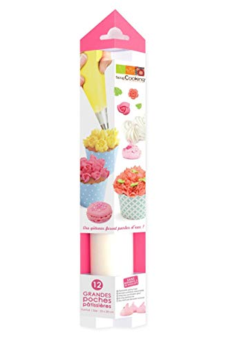 SCRAP COOKING 5191 12 Poches à Douille Grand Format, Plastique, Transparent, 53 x 28 x 0, 1 cm