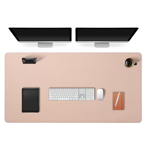 Image of AROPANA Vegan Leather Desk Mat 120x60cm | Mouse Pad Large, Computer Table Mat, Reversible Extended Laptop Pad for Desk, Dual Side Waterproof Edge-Stitched (Apricot /Orange)