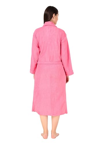Image of Men's /Women Bath Robe | Full Sleeve Cotton Bathrobe | Soft, Light, Compact & Highly Water Absorbent - Suitable for Birthday /Anniversary /Diwali /Couple /wedding Gift | 250 GSM |Pink