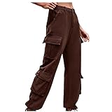 Womens Jeans Cargo Pants Baggy Parachute High Waisted Pants Outdoor Casual Jogger Fashion Teen Girls Y2K Hiking Pants