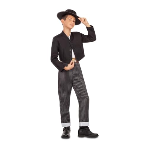 My Other Me   Disfraz Andaluz niño, talla 5 6 años. Incluye chaqueta negra corta con botones y cuello recto, y pantalón a raya diplomática con vuelta blanca en el bajo y cinturilla estampada.