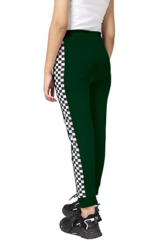 Image of KYDA KIDS Girls 100% Cotton Chess Print Track Pants | Elastic Waist Regular Fit | Soft Breathable Kids Casual Wear with Side Pockets Multicolor (Pack of 1)
