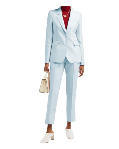 Women's 2 Piece Suit Pants Set Business Casual Loose Long Blazer and Dressy  Wide Leg Pant Suits with Pockets Baby Blue at Amazon Women's Clothing store