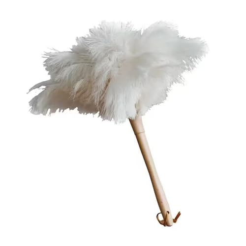 Image of Ostrich Feather Dusters, Naturally Soft, Easy to Dust, Multi-Purpose Use, Solid Wood Handle, 17.3'' Long, White
