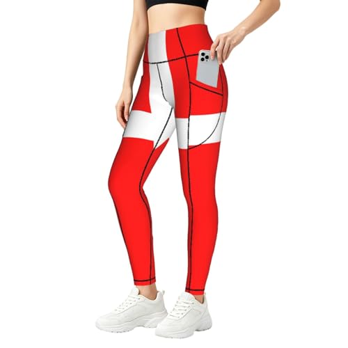Pantalones de yoga para mujer con bandera de Dinamarca y mallas deportivas de running