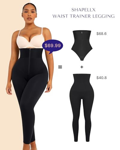 SHAPELLX Women High Waist Leggings Tummy Control ElasticFuse Waistband Shaping Leggings Waist Trainer Yoga Pants