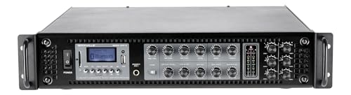 Rockville RCS2-320-6 320W 6-Zone Stereo/Mono Commercial 70V Amplifier, Bluetooth, USB/SD, Optical Input, Perfect for Home Theater