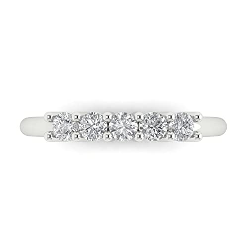 Clara Pucci 0.35 tcw Eternity Wedding Band for Women - 2.6mm Round Cut Moissanite Birthstone Gold Ring - 14K White Gold Stacking Bridal Wedding Ring for her