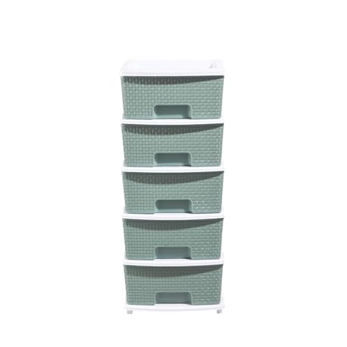 Image of Plastic Modular Drawer Storage Chest Of Drawers Organizer Storage Box, Large Stomo Racks For Multipurpose Anti-slip Shoes Organizers (Green, 5 Layer)