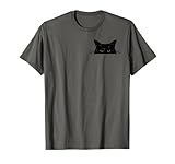 Peeking Black Cat Pocket Cute Men Women Kids Boys Girls T-Shirt