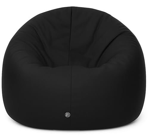 PATCH HOME Sitzsack 2 in 1 Sitzkissen Bodenkissen für Erwachsene & Kinder - Gaming mit Füllung Kissen Sessel BeanBag (Ø 100cm Black)