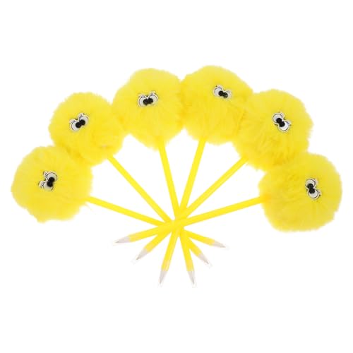 Bolígrafo de gel Happyyami de 6 piezas con pompón suave para escritura de notas kawaii
