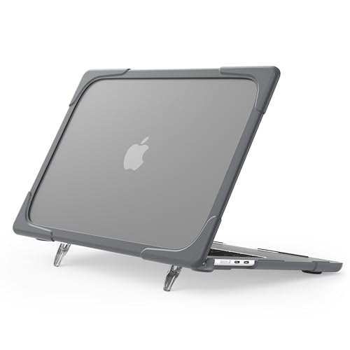 Coque MacBook Air 15 A3114 protection intégrale grise avec béquille modèle M3 M4