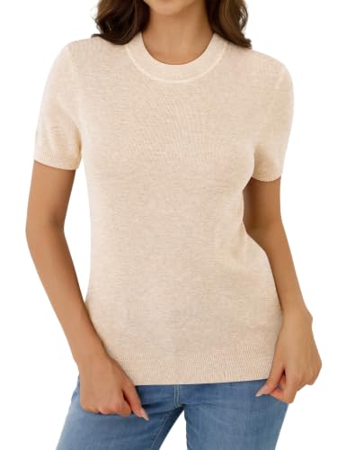 GKBK Women's Short Sleeve Sweaters Wool Blend Knit Summer Tops Soft Business Casual Outfits for Women 2026 Fashion Trendy - image 2