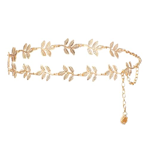 Bremorou 39.7 Inch Adjustable Metal Waist Chain Women Gold Leaf Belt Body Belly Belt Chains Vintage Jewelry Accessories Women's Boho Waists Skinny for Dresses Jeans Trousers Country Concert Outfit