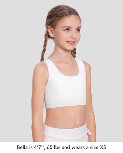 SALIA GIRL Starter Bras for Kids 7-12 Seamless Training Cami Sports Bra 8-10 No Pads, Double Layer on Chest4
