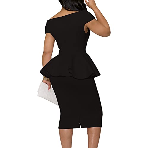 MAYFASEY Church Dresses for Women Vintage Ruffle Peplum Wear to Work Office Business Cocktail Party Pencil Knee Dress2
