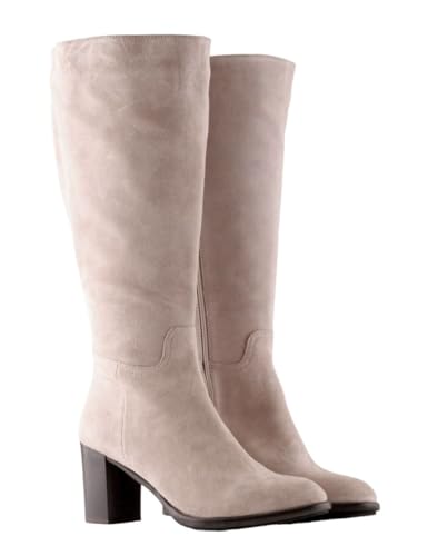 Jilsen Bottes Mollets Larges Nina Suede | XL Tour de Mollet 48 | Beige | Talon 8 | Pointure 41 | Tige Large