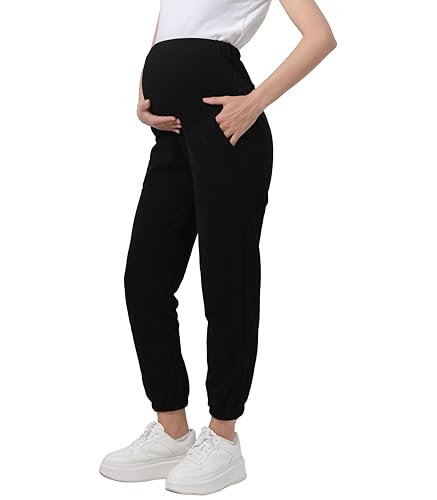Image of Women's Maternity Joggers Pregnant Sweatpants Pants Casual Lounge Over Belly Gym