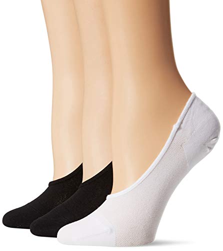 Amazon Brand - Daily Ritual Womens 3-Pack Lightweight Microfiber Nylon Liner Socks, Black/White 6