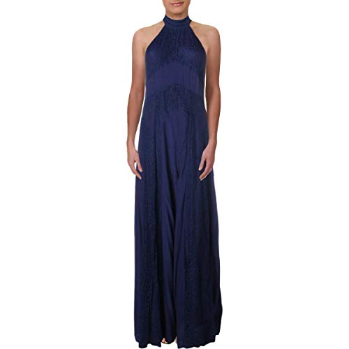 Free People Womens Sweet Talkin' Halter Wide Leg Jumpsuit Blue M
