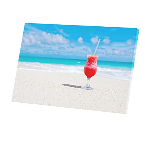 Tableau Cocktail Tequila Sunrise Toile Imprimée Plage 60x40cm