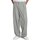 Leinenhose Für Herren Leichte Atmungsaktiv Hosen Lang Sommerhose Loose Fit Freizeithose Leinen Baumwolle Hose Schlichter Einfarbig Stoffhose Freizeit Urlaub Strandhosen Sporthose(Hellgrau,XL)