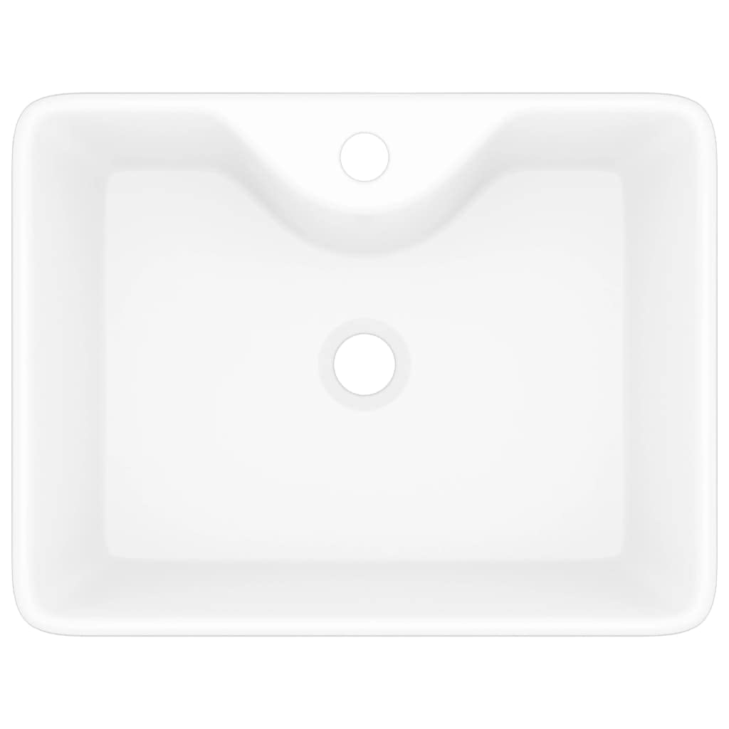 Ceramiczna umywalka z otworem na kran, biała, kwadratowa | Powierzchnia o wysokim połysku, łatwa do czyszczenia, otwór odpływowy 4,5 cm, nowoczesne wzornictwo