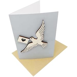 Karte zur Taufe – Taufkarte mit spezieller Holztaube auf der Vorderseite Konfirmation Kommunion Glückwunsch