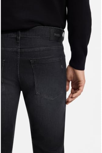 BOSS Delaware Jean Slim en Denim Noir Italien Très Doux